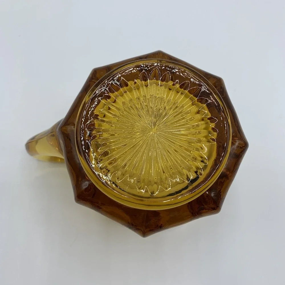 Vintage Amber Fostoria Coin Glass Creamer Pitcher Home Table Decor Elegant Glass